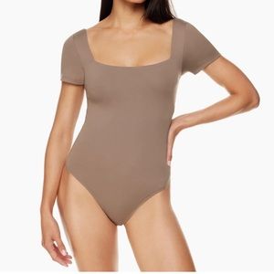 Babaton Brown Squared Neck Bodysuit Size L